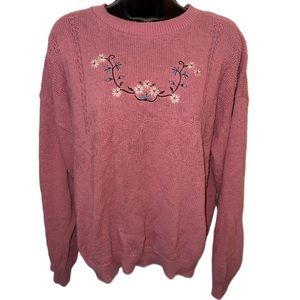 Vintage Carly Blake Vintage 80s Sweater Pointelle Embroidered Floral